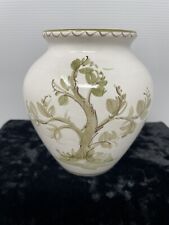 Vintage ULMER Keramik W. Germany Sage Green Floral Tree Ceramic 5” Urn Vase #109 picture