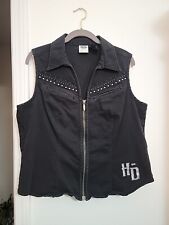Vintage Harley Davidson Zip Up Vest Women's Sz 1W Genuine Motor Clothes Blk W picture