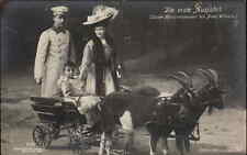 Prince Prinz Wilhelm as Boy Goats Pull Toy Wagon c1910 Real Photo Postcard picture