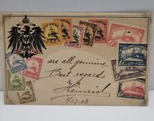 Vintage Used 1908 Postcard Display Of Foreign Stamps, Cartolina Postale, Rare PC picture