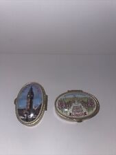 Vintage Lot Of 2 Lambert Souvenirs London Buckingham Palace Trinket/Pill Boxes picture