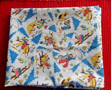 VTG Feed Sack Cowboy Rodeo Red,Yellow,Blue & Brown on White 55