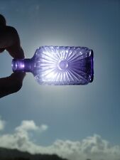 1890s Amethyst SUNBURST Whiskey Flask ☆ Remarkable Purple Mini Liquor Bottle picture