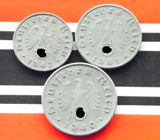 GERMAN Set 3x Coin 1 5 10 REICHSPFENNIG Zinc SWASTIKA 3rd Reich WW2 Rpf Artifact picture