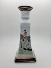 Vintage Hand Painted Equestrian / Jockey Ceramic Candlestick Holders - 8.5 Inch picture