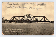 1908. CHARLOTTE, NY. R.W.&O. SWING BRIDGE. POSTCARD. 1A38 picture