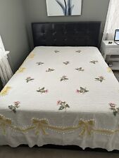 *Tufted Floral Stems* BEAUTIFUL Vintage Chenille Bedspread/Blanket 86x96~EUC picture
