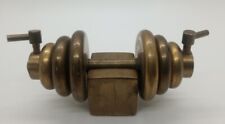 Vintage Solid Brass 14 OzBarbell Weight Set Paperweight Gym Art Miniature Décor  picture