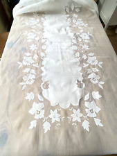 Vintage Madeira Linen Organdy Applique Banquet Tablecloth & Napkins YY858 picture