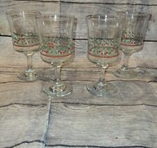 4 Vintage 1986 Arby's Christmas Collection Holly Berry Glasses Wine Goblet picture