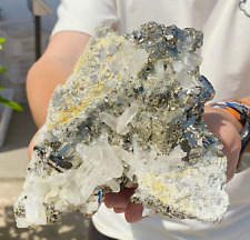 2.64LB  Natural pyrite clear quartz cluster rare mineral specimen healing picture