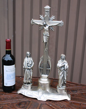 Vintage belgian Art nouveau design calvary crucifix cross religious statue picture