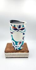 Starbucks 2016 Floral Ceramic Travel Tumbler Embossed Siren Logo Mug lid 12oz picture