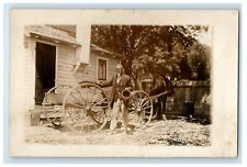 c1910's Black American Russell Horse Wagon RPPC Photo Unposted Antique Postcard picture