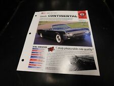 1961-1969 Lincoln Continental Spec Sheet Brochure Photo Poster 62 63 64 65 66 67 picture