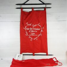 Worldcrafts Fair Trade Love Red Fabric Banner w Wood Dowels Corinthians 13:13 picture