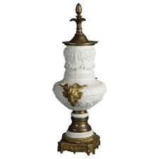 Antique Sevres Figural Neoclassical Bisque Urn with Bronze Satyr Mounts C1890 picture
