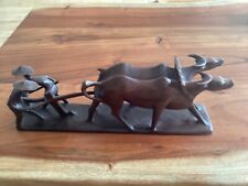 Exquisite Vintage/Antique Hand Carved Wood  cows Asian/African Mahogany or Ebony picture