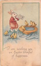 1923 Art Deco Anthropomorphic Easter PC-Dressed Bunny Directing Choir of Chicks picture