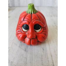 Anthropomorphic pumpkin jack-o'-lantern Halloween vintage decor ceramic picture