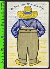Vintage 1887 Miner Beal & Co Monarch Pants Boston MA Man Beach Trade Card Flyer picture