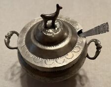 Vintage Bolivian Handmade Sugar Bowl with Lid German Silver Folk Art 3 1/2” Dia picture