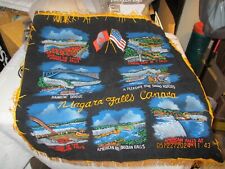 Vintage Niagara Falls Pillow Cover Velvet Souvenir Fringed 18” Ontario Canada picture