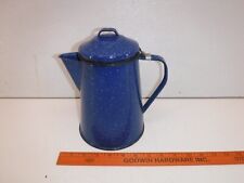 Vtg Granite Ware Percolator Coffee Pot Hinged Lid Blue Enamel 8.75