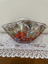 Handblown Ion Tamaian Vintage Confetti Glass Handkerchief Vase From Romania picture