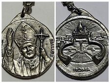 POPE JOHN PAUL II Joanes Paulus Vintage ROMA Silver Tone Keychain Italy picture