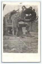 c1910's WWI 38cm Gun Military Soldier Europe RPPC Photo Antique Postcard picture