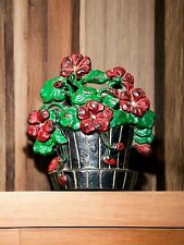 Antique Hubley #221 Cast Iron Black & Red Flower Pot Doorstop. Gorgeous picture