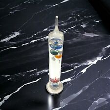 Galileo Glass Thermometer 13” H 3” Base Navy Teal Red Orange Green Bubbles Mint picture
