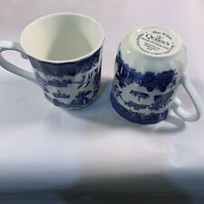 Two Queen’s Blue Willow Cups. Made In England. Adapted From Original Engravings. picture