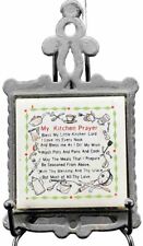 My Kitchen Prayer Ceramic Tile Trivet In Cast Iron Wall Decor Footed Vintage picture