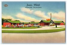 c1940's Tower Motel Exterior Roadside Ardmore Oklahoma OK Posted Cars Postcard picture