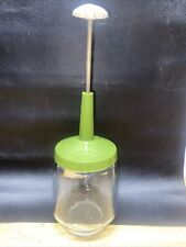 Vintage Federal Housewares Glass Jar Retro Plunger Type Nut/ Onion Chopper green picture