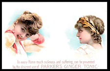 1880-90s  Two Pretty Victorian Angelic Girls Big Eyes Parkers Ginger Tonic picture