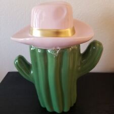 Cutest Cookie Jar Pink Cowgirl Cowboy hat CACTUS, Country Western, unique NEW picture