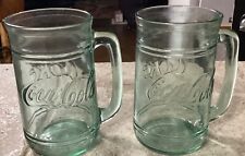 2 ~ Vintage COCA-COLA COKE Green Glass STEIN MUGs With Handle (16 oz) picture