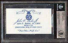 John F. Baker Jr. d2012 signed autograph Army Vietnam MOH Business Card BAS Slab picture
