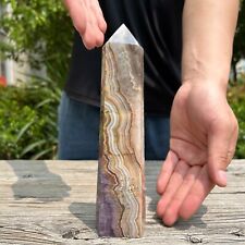 1.6LB 8.2'' Natural Amethyst Agate Obelisk Crystal Point Tower Energy Healing J2 picture