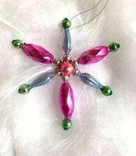Beautiful Czech & Vintage Mercury Glass Beads Christmas Snowflake Ornament *211 picture