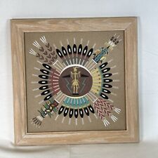 VTG 1993 Southwestern Navajo Sand Painting Native Art Framed 15x15 Inches-Signed picture