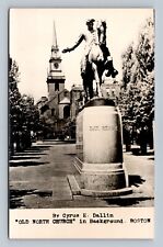 Boston, MA, Old North Church Statue of Paul Revere, RPPC Postcard picture