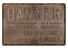 mechanics garage ideas Danger Shooting Range No Trespassing metal tin sign picture