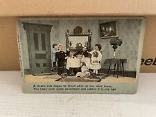 Vtg Postcard A Dozen Kids - People At Table 1907 picture