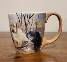Lang Ceramic Marsh Madness Mug Labrador Puppies, Golden Retriever Dog Cup picture