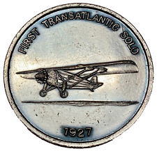 Vintage 1960 CHARLES LINDBERGH silver coloured Commemorative Medal Coin Aviation picture
