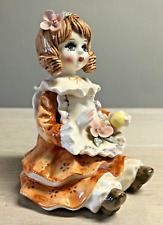 Lefton Japan Hand Painted Abigail Porcelain Doll Music Box Vintage 1962 picture